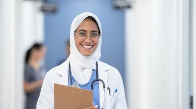 Portrait of a female Muslim doctor