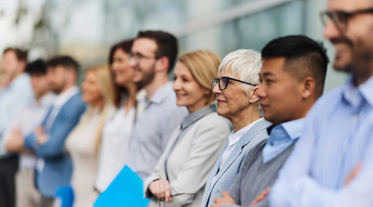 A group of entrepreneurs standing in a line